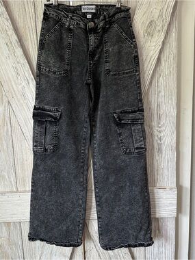 DISCLOSURE High Waisted Wide Leg Stretch Cargo Jean